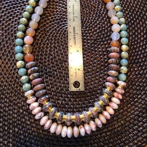 Chalcedony, carnelian and agate statement necklace